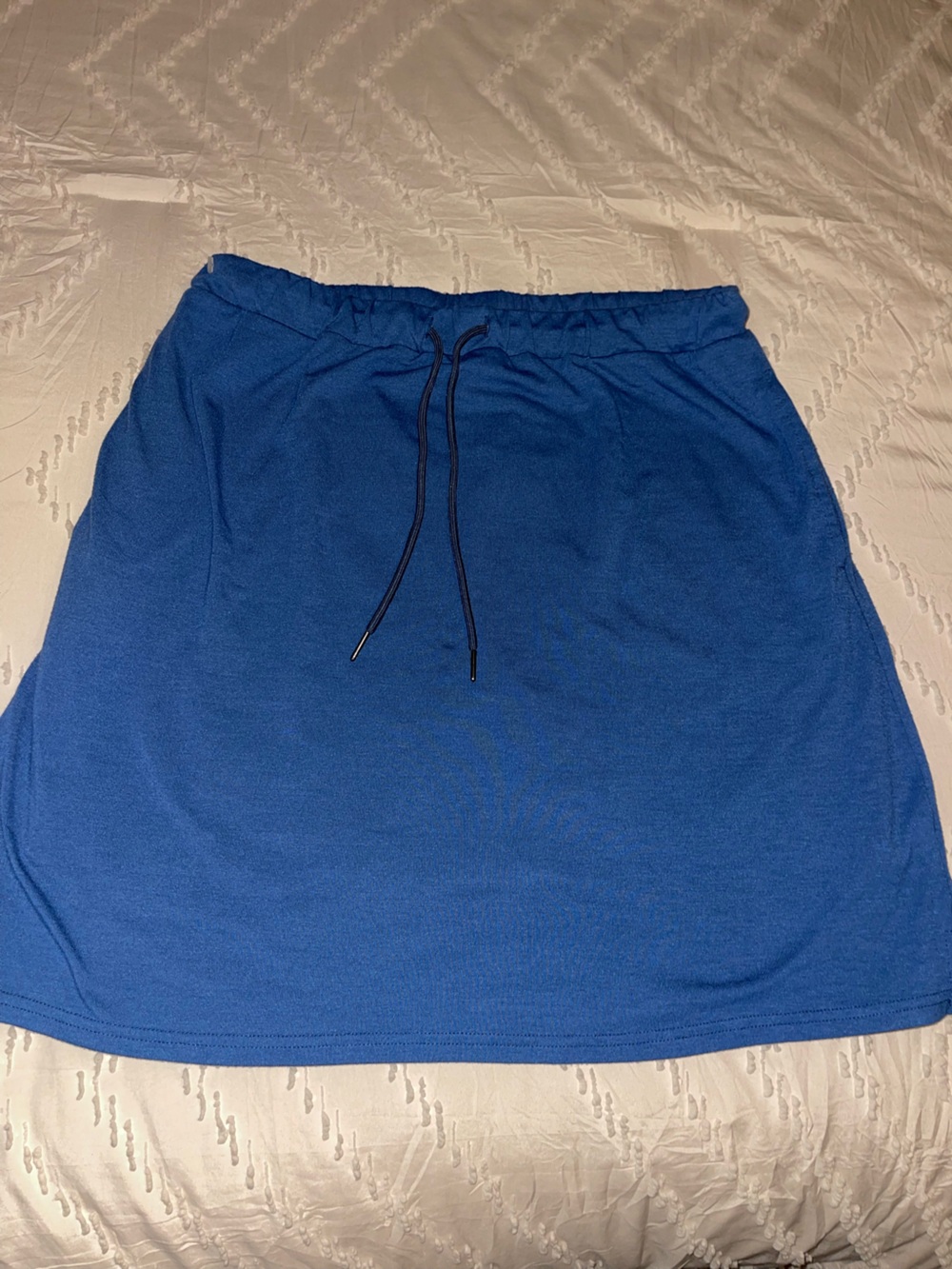 Blue Drawstring Casual Skirt